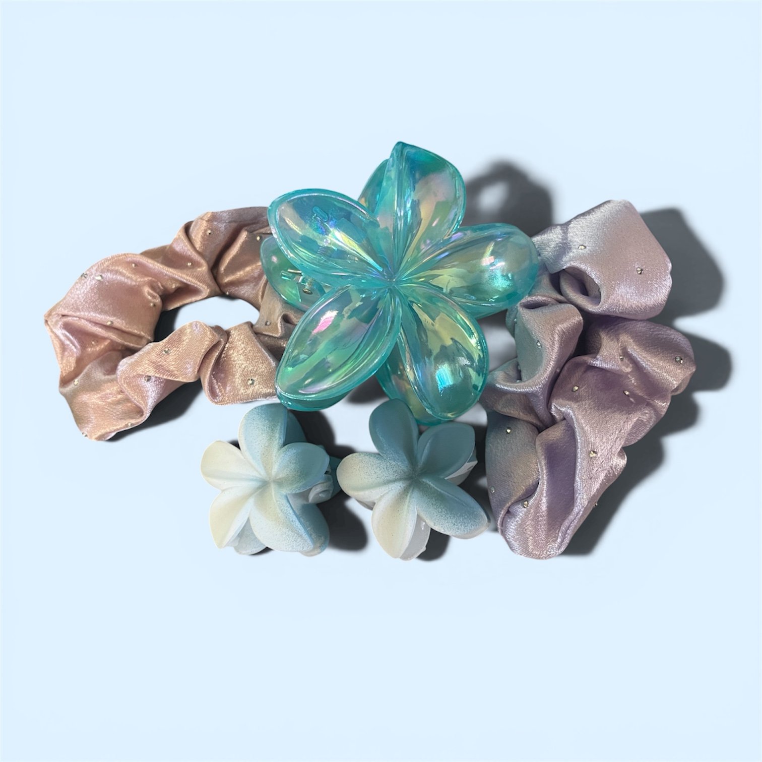 flower claw clip and satin scrunchy set flower claw clip and satin scrunchy set