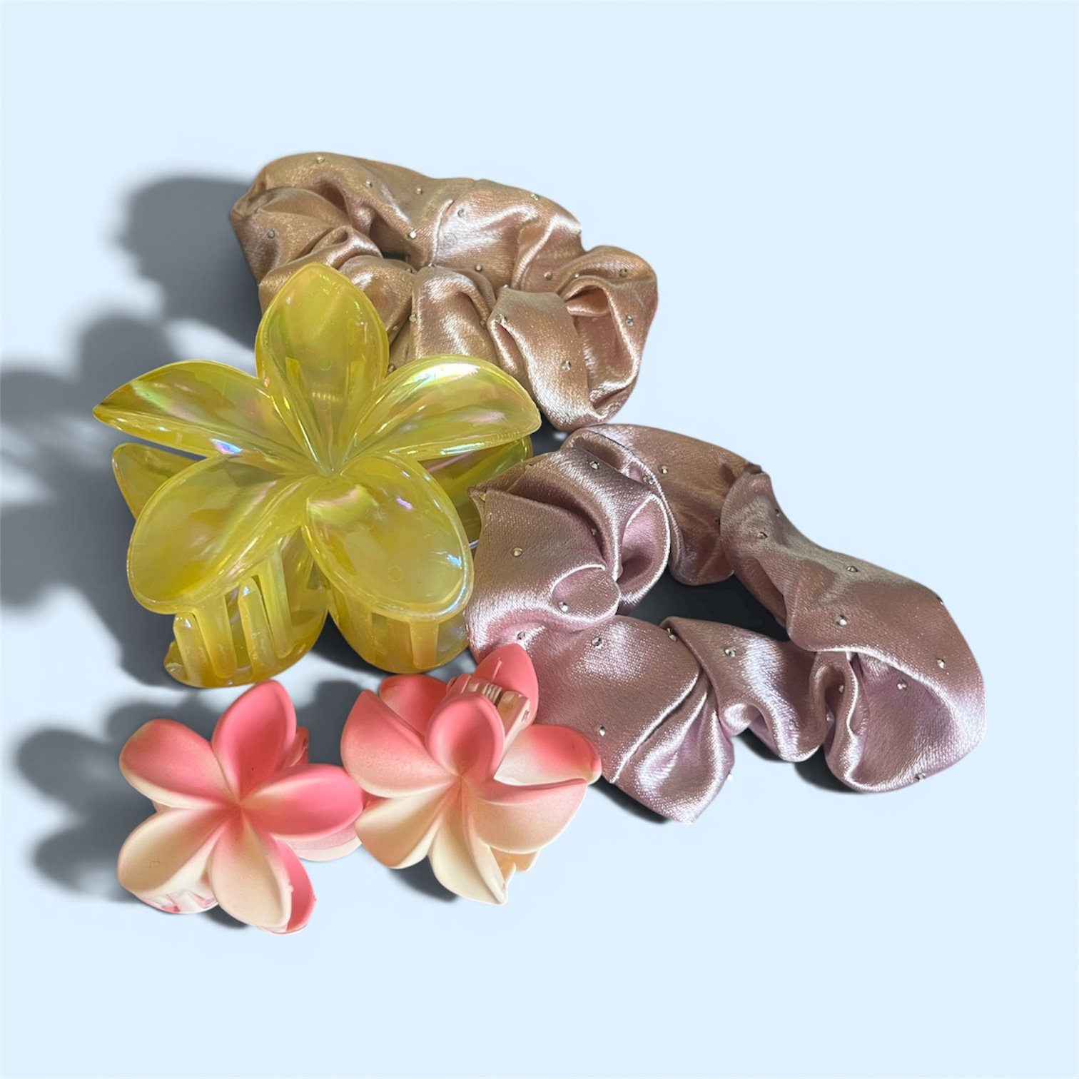 flower claw clip and satin scrunchy set flower claw clip and satin scrunchy set