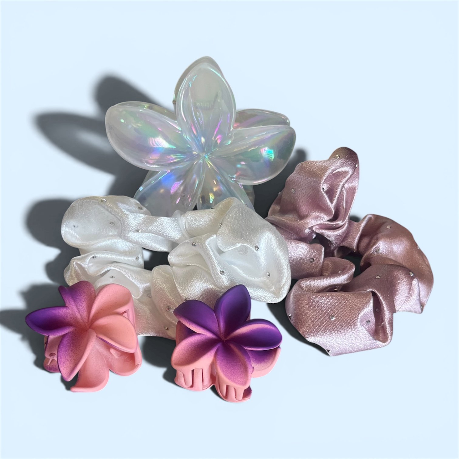 flower claw clip and satin scrunchy set flower claw clip and satin scrunchy set